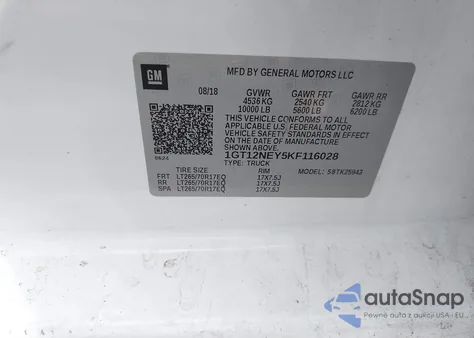 2019 GMC Sierra 2500Hd z USA, uszkodzony, nr VIN 1GT12NEY5KF116028